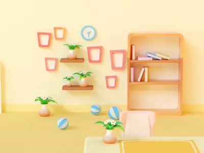 cartoon bedroom 3D model