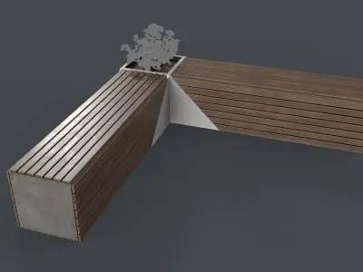 Modern Outdoor Bench 118 PBR Game Ready Low-poly 3D model