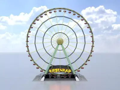 Ferris wheel version 1 without animation Low-poly 3D model