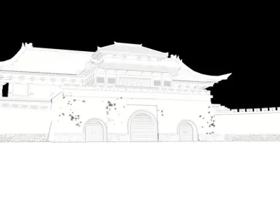 City wall  ancient city gate realistic 3D model