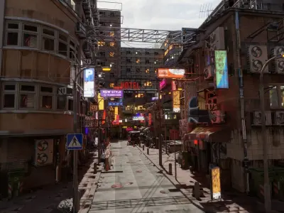 Techno Urban Streets Low-poly 3D model