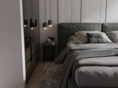 Modern minimal bedroom 3D model