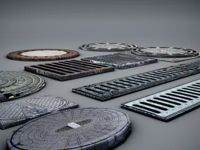 Manhole Covers Low-poly 3D model