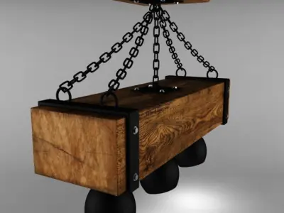 LIGHT three lights hanging from wooden beam Free 3D model