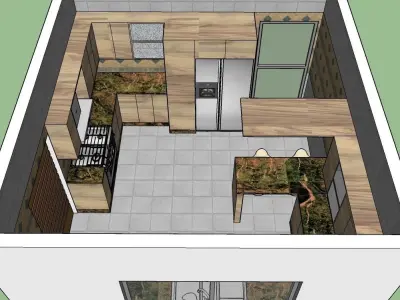 Formica Kitchen design with Natural Granite 3D model