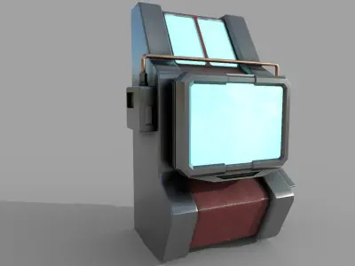 Sci fi Computer Terminal - Space Bunker Low-poly 3D model