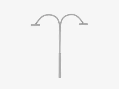 Twin Rust Curve Lamp Pole  Low-poly 3D model