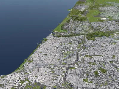 Tel Aviv Israel 50x50km 3D City Map 3D model