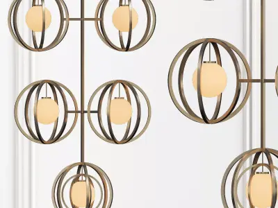 Gold metal pendant lamp 3D model