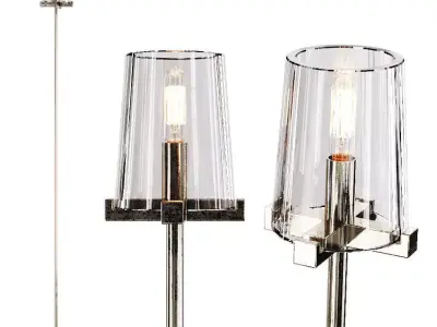 Restoration Hardware PAUILLAC FLOOR LAMP Glass shade and Nickel 3D model