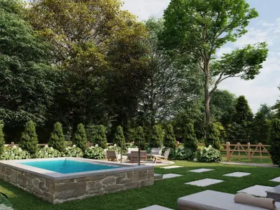 Garden Landscape 3D Model - SketchUp and Lumion Scene 3D model 3D model