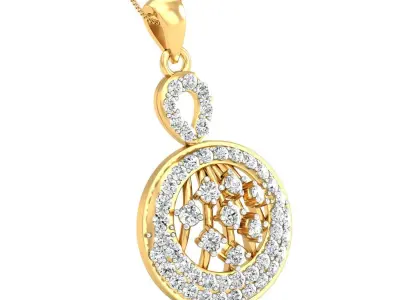 Yellow gold diamond pendent-P3 PS-05 3D print model