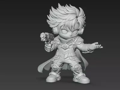 Chibi Sci-Fi Gunner Hero Stylized Cyber 3D Character 3D model