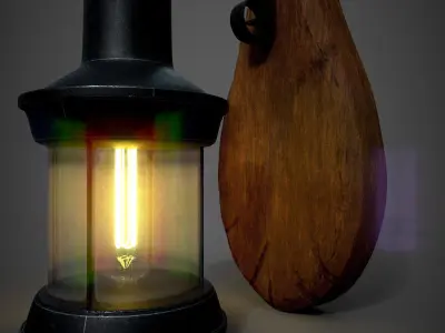 Rustic Light Pbr Material And Low Poly Low-poly 3D model