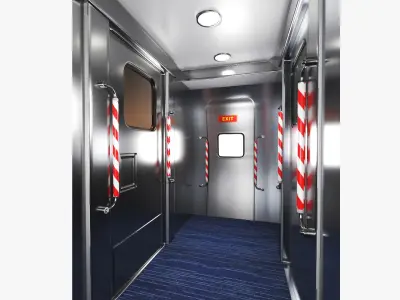  Detailed Passenger Train Car With Interior 