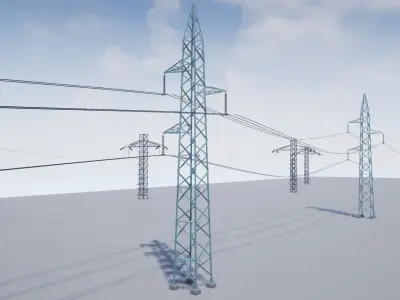 PBR Electric Transmission Towers Low-poly 3D model