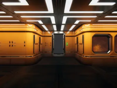Modular Sci-Fi Corridor Design Kit Low-poly 3D model