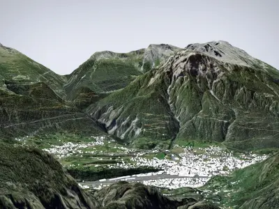 Mountain landscape Brig Switzerland 3D model