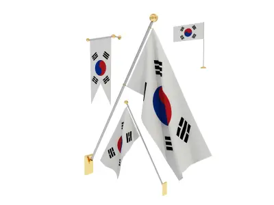 Flags of South Korea 3D model