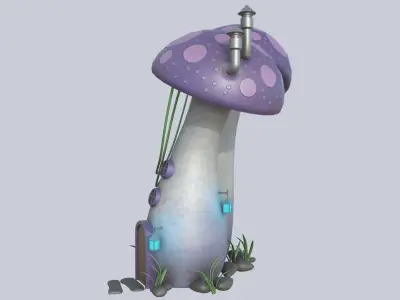 Mushroom house Low-poly 3D model