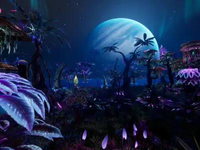 Tropical Alien Jungle - Fantasy Forest Environment - Unreal Low-poly 3D model