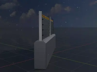 Aluminum flood protection wall with concrete foundation 2m x 4m Low-poly 3D model