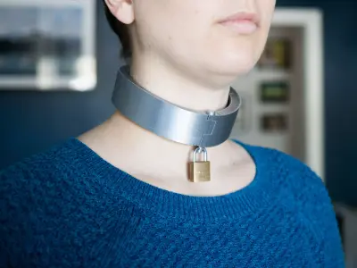Curved Chunky Collar  with padlock lock Free 3D print model