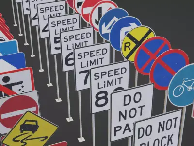 Road Sign 50 Pack Low-poly 3D model