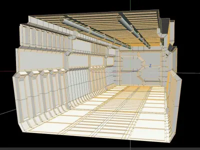 Tile-able Sci-Fi Corridor Low-poly 3D model