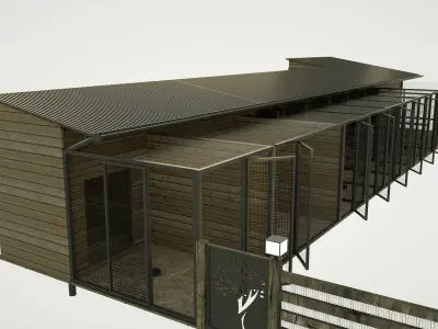 coop 3d model parking lot with fence in middle 3D model