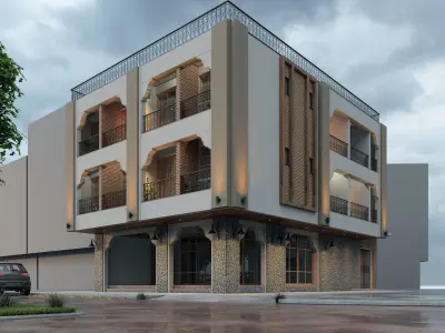 Exterior work on the old building 3D model