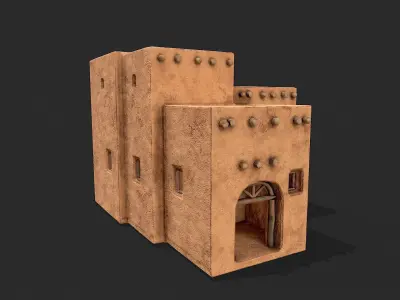 Clay Desert Egypt Village House 8 Low-poly 3D model