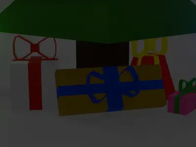 Christmas Tree with Lights and Gifts Low-poly 3D model