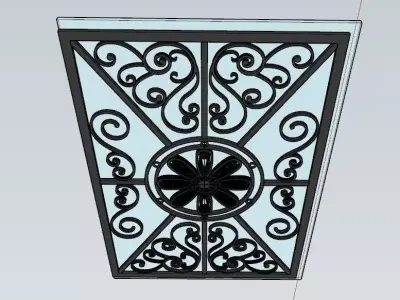 Iron Glass Roof Art Mounted Villa Facade 3D model 3D model 3D model