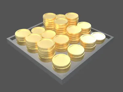 Plate of Coins v1 001 Low-poly 3D model