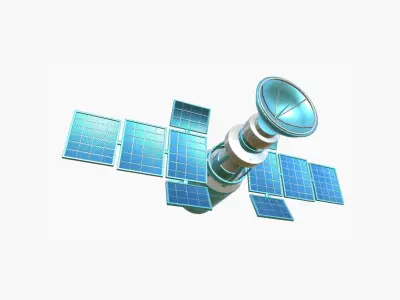 Satellite A07 Blue - SciFi Space Design Low-poly 3D model
