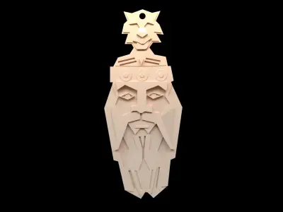 Necklaces wooden sculpture with face Free low-poly 3D model