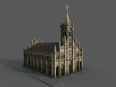 Cathedral church Low-poly 3D model