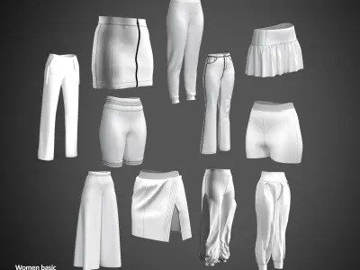 93 BASIC CLOTHES AND ACCESSORIES MODELS Low-poly 3D model
