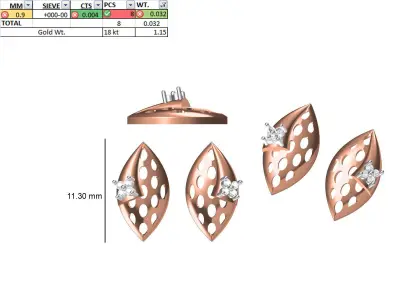200 JCD  PENDANT EARRINGS SET BULK COLLECTION 2GM LIGHT WT  3D print model
