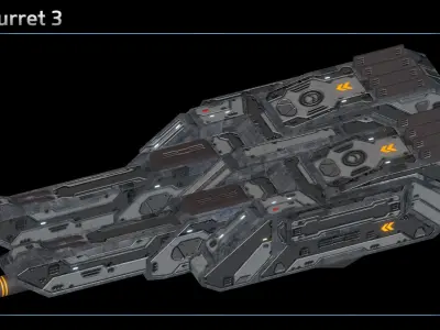 Scifi Turrets Low-poly 3D model