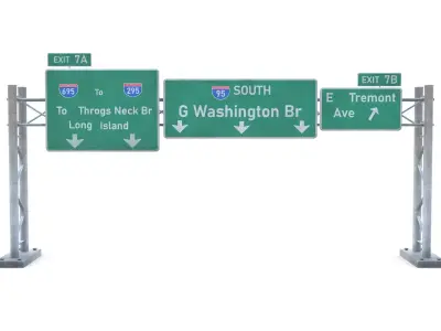 Highway Sign 04 Low-poly 3D model