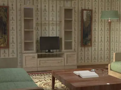 Studio scene with vintage interior 3D model