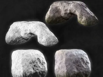 10 Low Poly Stone  3D model