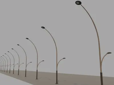 Street lamp curved modern design 3D model