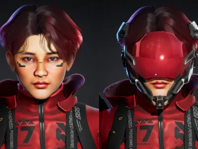 Cyberpunk Street Girl Character Low-poly 3D model