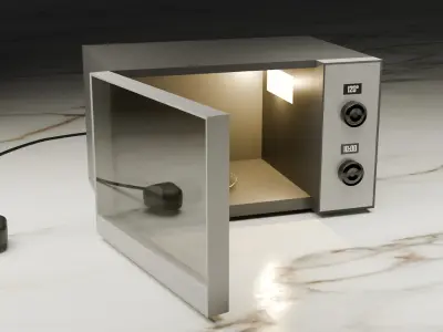 Modern Microwave Oven 3D Model  Silver and Matte Black Low-poly 3D model