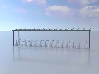 Bicycle parking with glass roof version 3 Low-poly 3D model