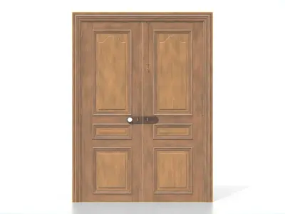 Antique Wooden Double Door Low-poly 3D model