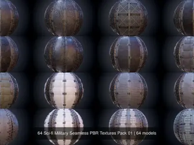 64 Sci-fi Military Seamless PBR Textures Collection 01 Texture